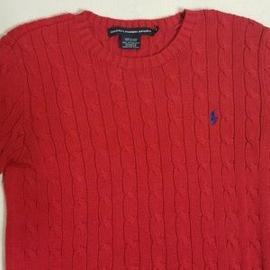 Ralph Lauren Sport M Red Cable Knit Sweater